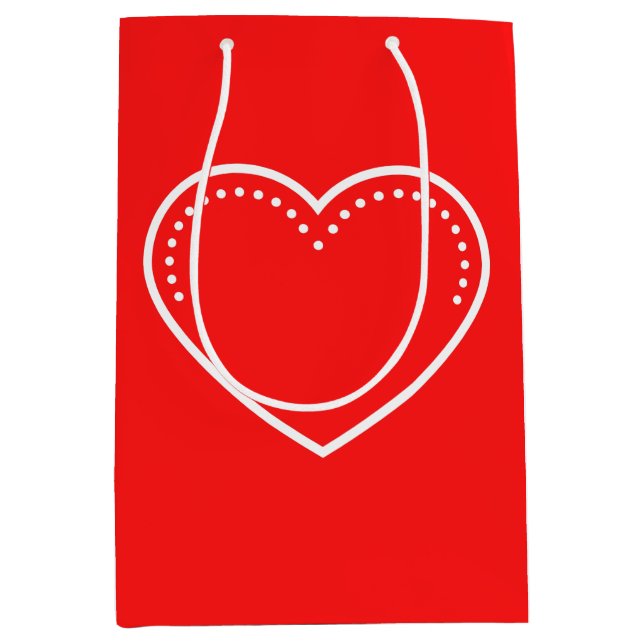 Love Heart White Valentine's Medium Cadeau Sac (Devant)