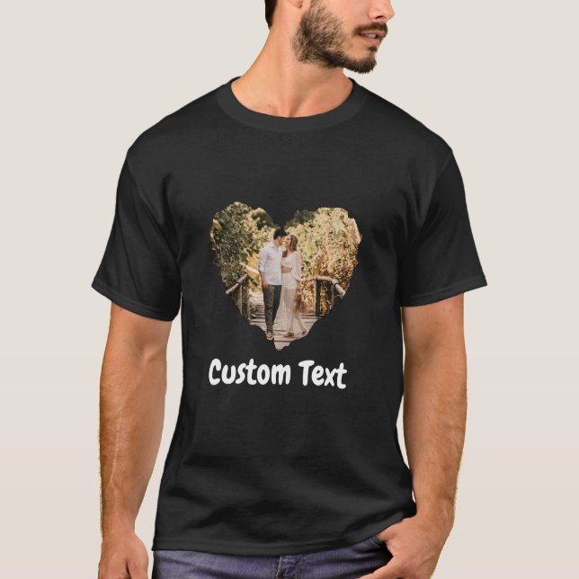 Love Heart With Custom Photo and Text T-Shirt (Front)