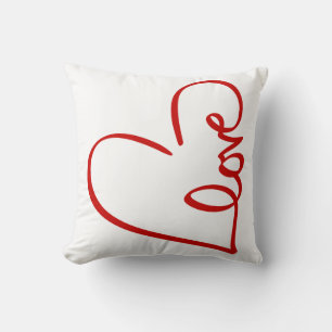 Love Heart Word Art Red Valentine's Throw Pillow