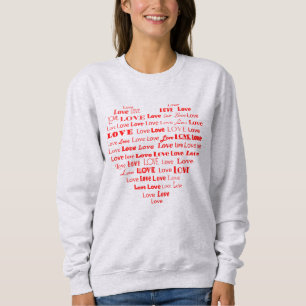 Love Heart Word Cloud Hot Pink Mixed Fonts Sweatshirt
