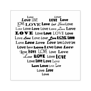 Love Heart Word Cloud Rubber Stamp