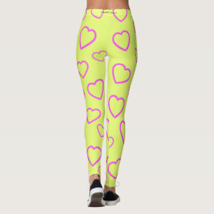 Love Heart Yellow Pink Leggings