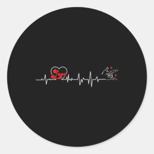 Love Heartbeat Hand Sign Language Hearing Loss Awa Classic Round Sticker