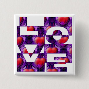 LOVE hearts 2 Inch Square Button