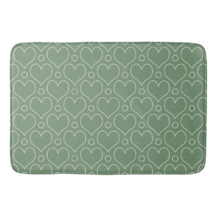 Love Hearts and Polka Dots pattern in Green Bath Mat