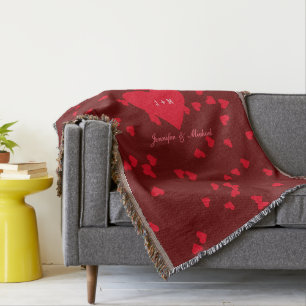 Love Hearts Anniversary Bride Groom Wedding Throw