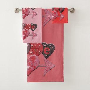 Love Hearts Arrow Bath Towel Set