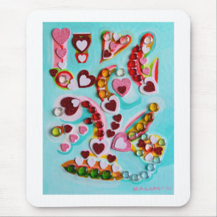 Love hearts art mouse pad