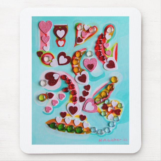 Love hearts art mouse pad (Front)