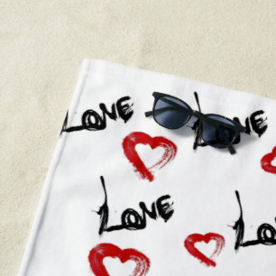 Love Hearts Beach Towel