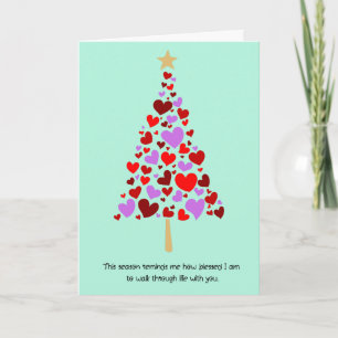 Love Hearts Christmas Tree Folded Holiday Card