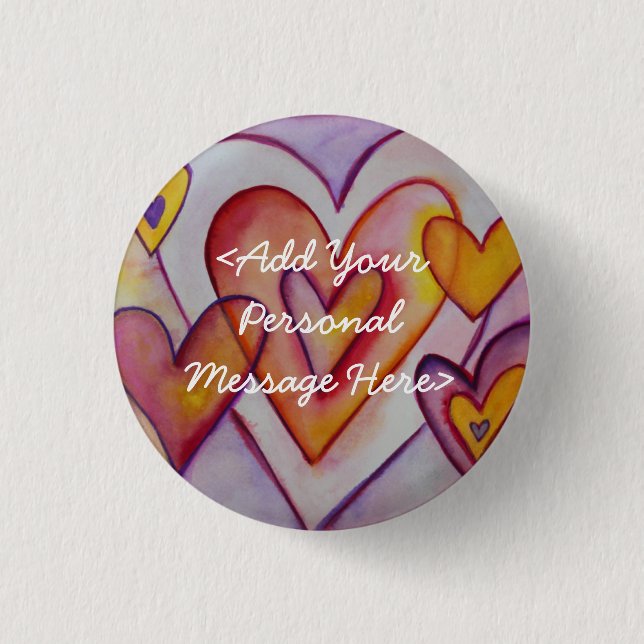 Love Hearts Custom Personalized Button Pins (Front)