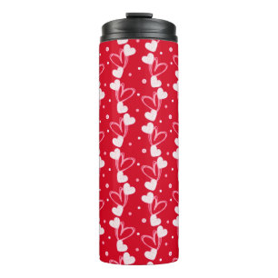 Love Hearts Doddles, Red, Thermal Tumbler