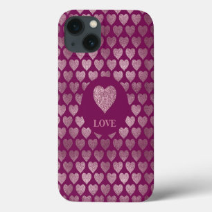 LOVE Hearts Glitter Pattern iPhone 13 Case