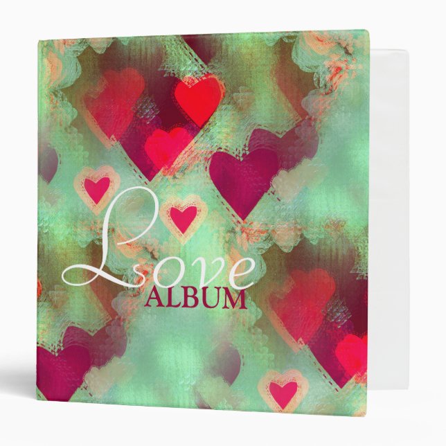 Love Hearts Grunge Vinyl Classeur (Devant/Intérieur)