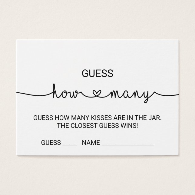 Love Hearts Guess How Many Kisses Game Cards (Front)