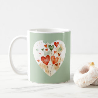 Love Hearts in Watercolors Classic Style Mug