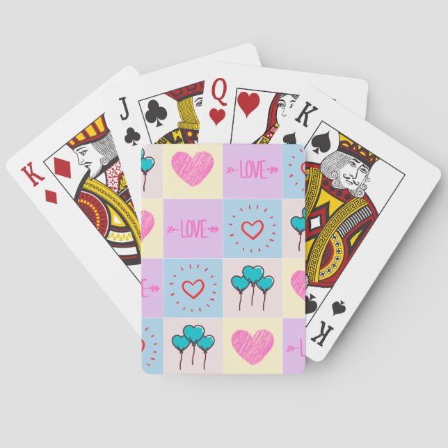 Love hearts keychain magnet announcement throw pil playing cards (Back)