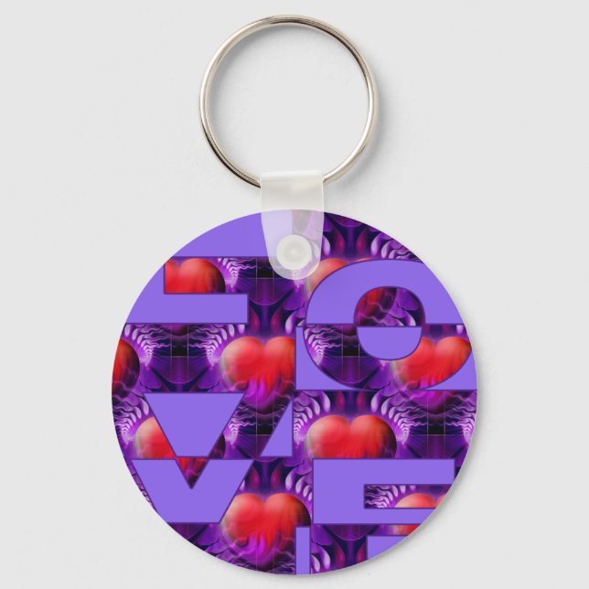 LOVE hearts | lila Keychain (Front)