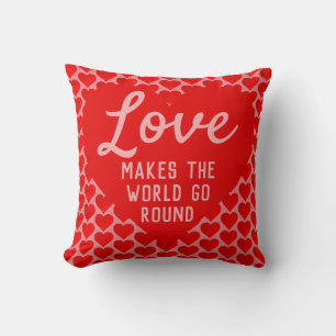 Love Hearts - Love Makes The World Go Round Throw Pillow
