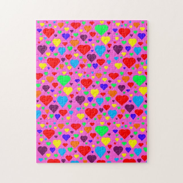 Love hearts on pink Jigsaw puzzle (Vertical)
