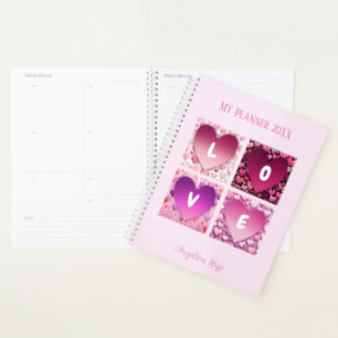  LOVE Hearts Personalized name Planner