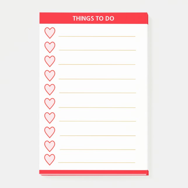 Love Hearts Personalized Things To Do Post-it Notes (Front)