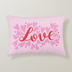 Love hearts - pink and red accent pillow