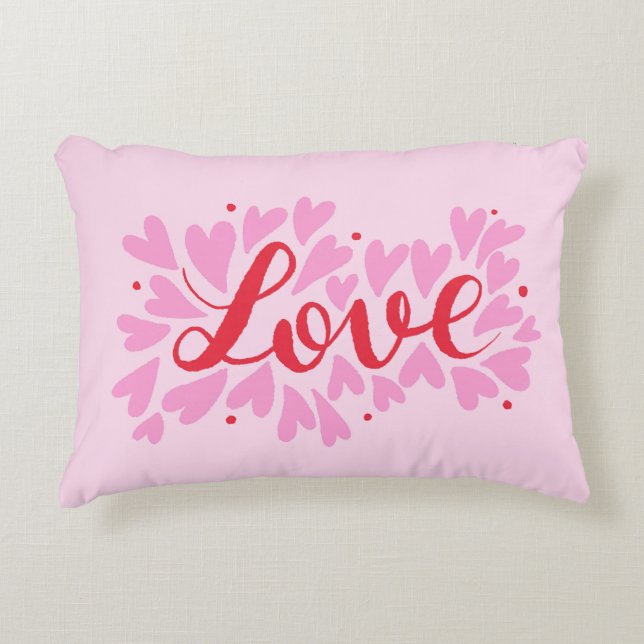 Love hearts - pink and red accent pillow (Front)