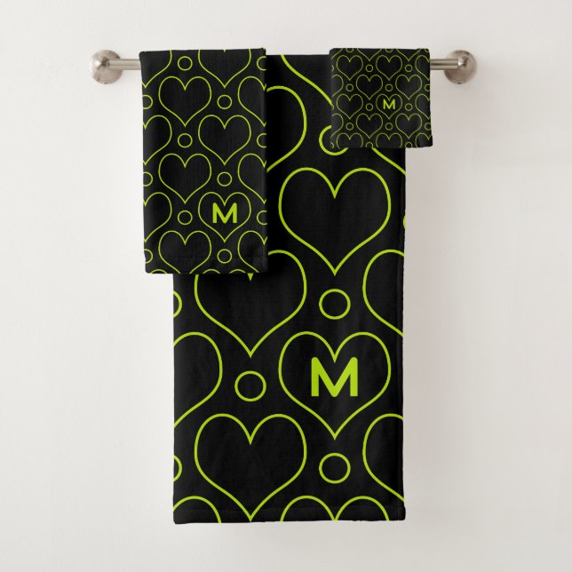 Love Hearts & Pois motif en Lime Green (En situation)
