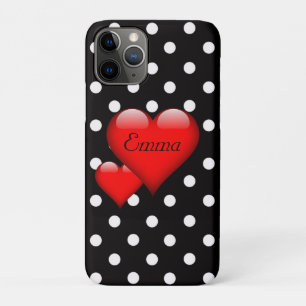 Love Hearts Polka Dot Pattern Monogram iPhone 11 Pro Case