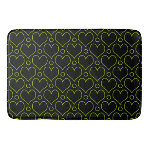 Love Hearts & Polka Dots pattern in Lime Green Bath Mat