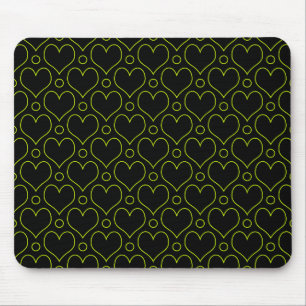 Love Hearts & Polka Dots pattern in Lime Green Mouse Pad