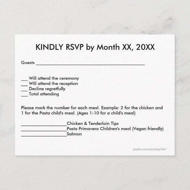 Love Hearts & Purple Thistle RSVP Menu Carte Posta (Devant)