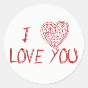 Love & Hearts Red & White - Wedding, Engagement Classic Round Sticker