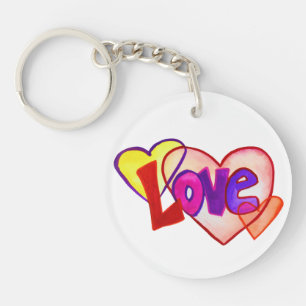 Love Hearts Ring Art Keychain