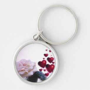 Love Hearts Roses Blossom Flower Destiny Nature Keychain