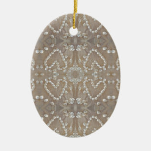 Love Hearts Sea Shells, Romantic Exotic Tropical Ceramic Ornament