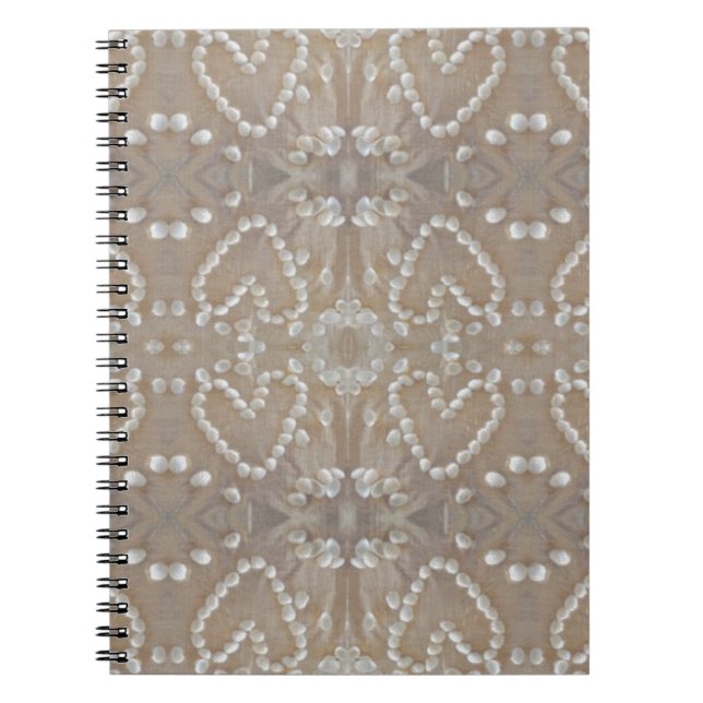 Love Hearts Sea Shells, Romantic Exotic Tropical Notebook (Front)
