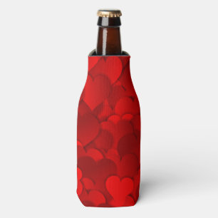 Love Hearts Texture Red Pattern-19909 Bottle Cooler