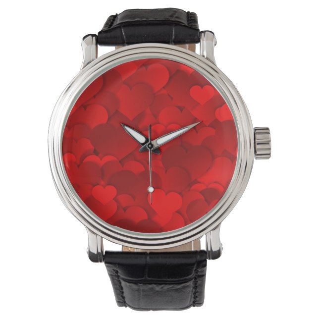 Love Hearts Texture Red Pattern-19909 Watch (Front)