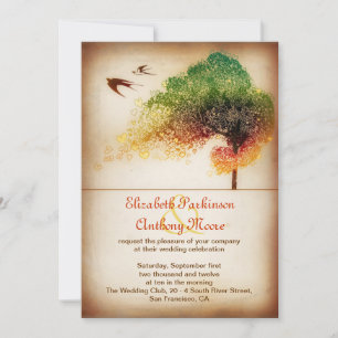 love hearts tree wedding announcement - invitation