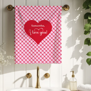 Love Hearts Valentine Bath Towel Gift for Husband