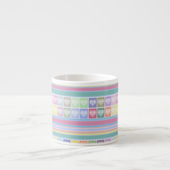 Love hearts Valentines Day design pastel colours c Espresso Cup (Front)