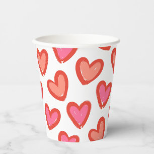 Love Hearts Valentine's Day Paper Cups