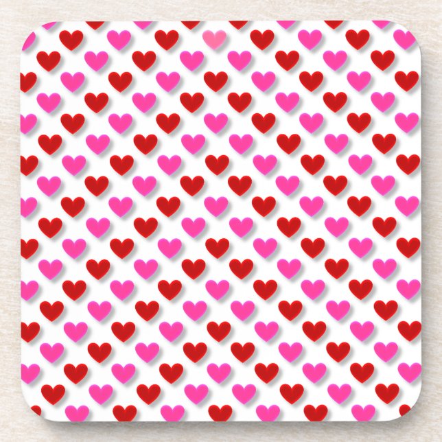 Love Hearts Valentine's Day Pattern Coaster (Front)