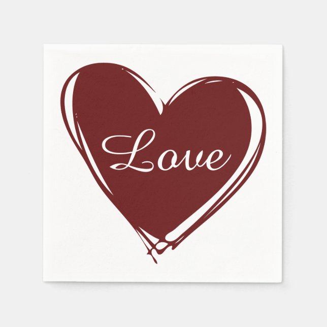Love Hearts Wedding Paper Napkin Set (Front)
