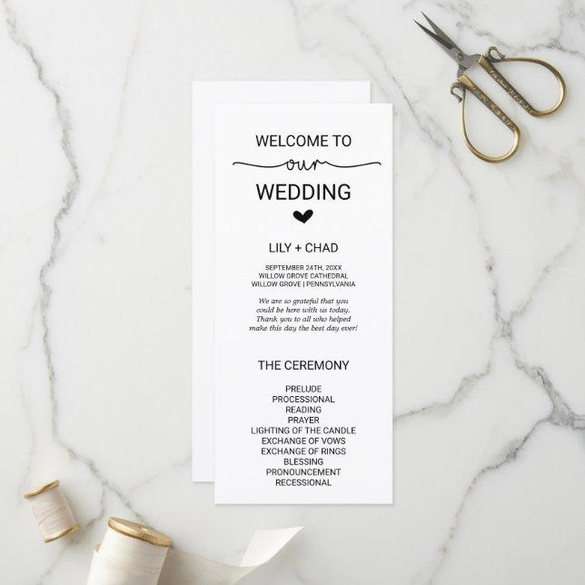 Love Hearts Wedding Program (Front/Back In Situ)