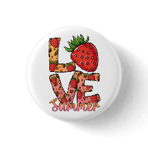 Love Hello Summer Strawberry Button