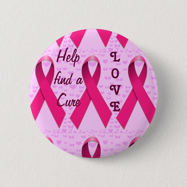 Love & Help-Breast Cancer Awareness_ 2 Inch Round Button (Front)